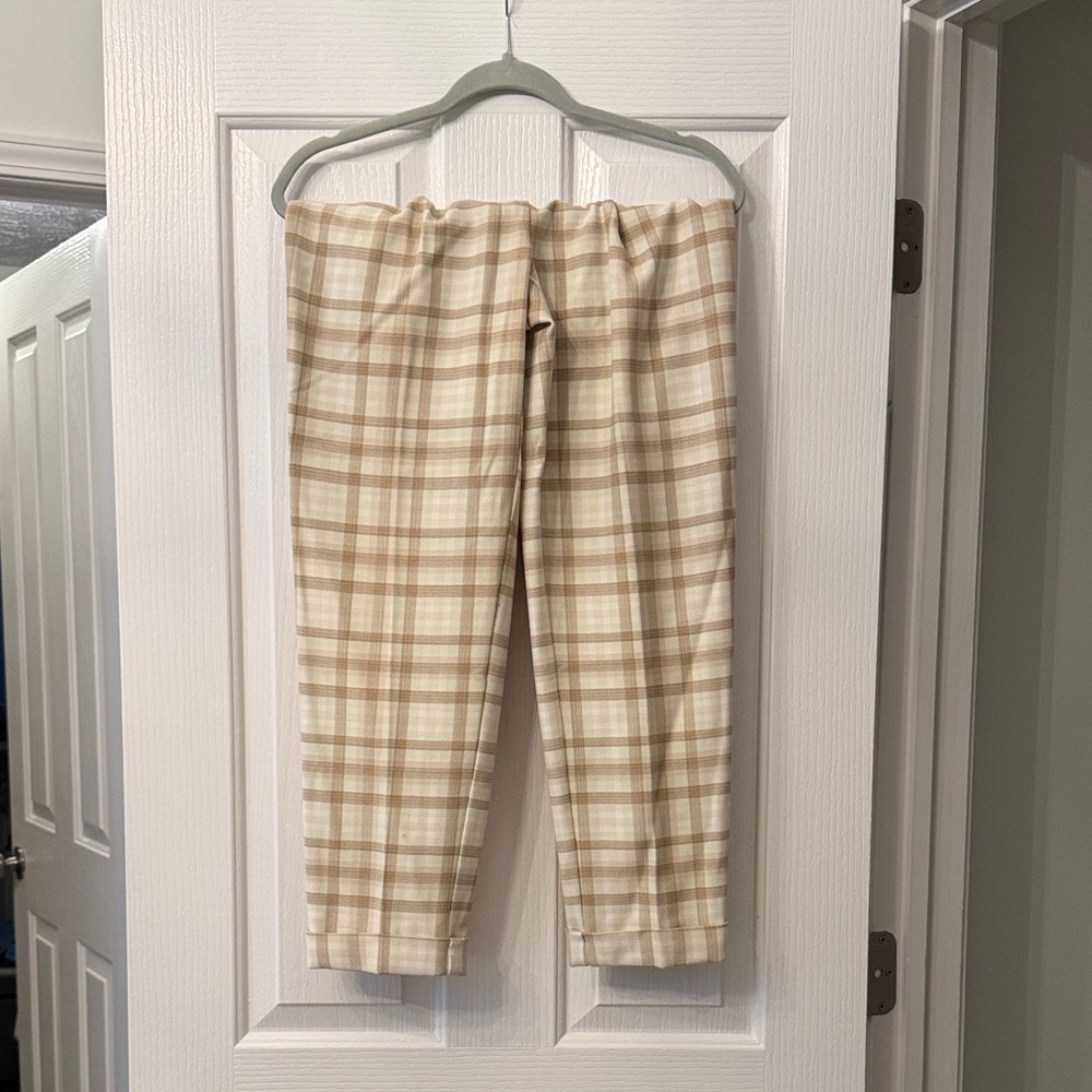 Wilfred Beige and Cream Plaid Pants